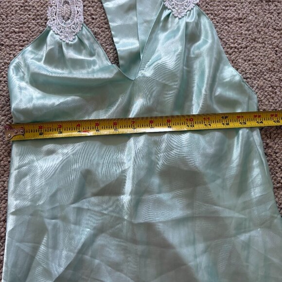 Vintage Jessica Lynn Seafoam Green Slip Dress S | Lace Appliqué | Cottagecore - Picture 11 of 15